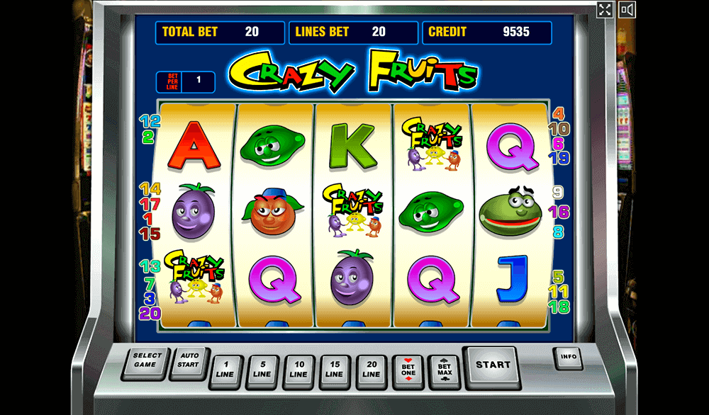 Выпадение бонуса в Crazy Fruits Выпадение бонуса в Crazy Fruits